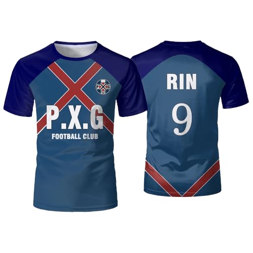 Blue Lock Anime Football Jersey T-Shirt Crewneck Short Sleeve Sport Gym Tee Women Men Streetwear 3D Clothes (Small,Style1)