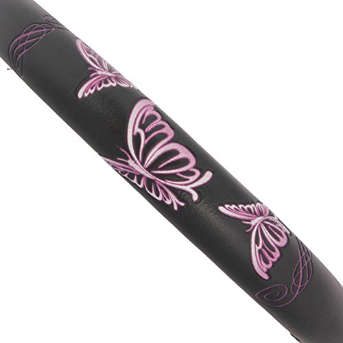 BDK Design Comfort Grip Steering Wheel Cover for Car SUV Van and Truck, 15 inch Standard Size, Pink Butterflies by BDK - Image 4