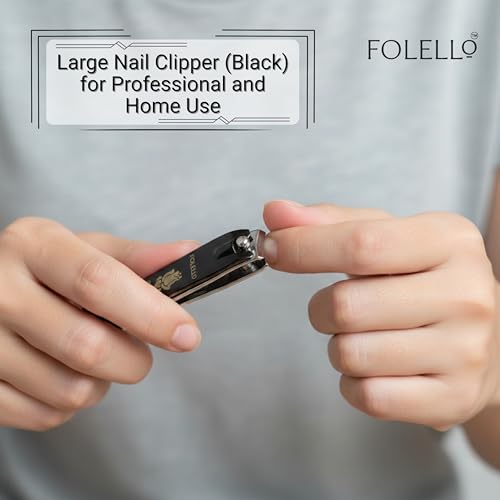 Image of FOLELLO Large Nail Clipper (Black) for Professional and Home Use, Nail Cutter for Women, Cuts Precisely Elegant design, Easy to Hold Unisex Nail Clipper /Cutter