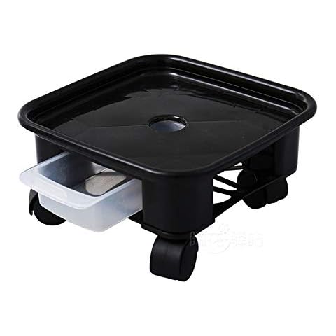 Square Plastic Plant Pot Trolley Large Plant Pot Mover Dolly Garden Flower Pot Stand on Wheels Heavy Duty Plant Pot Caddy on Wheels Plant Pot Saucers with Wheels and Drainage Holes Indoor, Black, 4 Cover