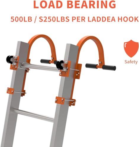 Yoving Ladder dakhaken 2-pack met vaste wielen en rubberen handgreep T-bar om beschadigingen van het dak te voorkomen, ladderstabilisator voor dak, voor gebruik met verlengladders - Afbeelding 5