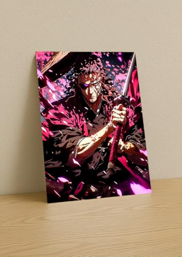 Image of NIJUKA Anime Printed A4 Size Metal sheet Poster For Home And Room Decoration | For Anime Art Fans Boys And Girls (Shunsui Kyoraku Head Captain)
