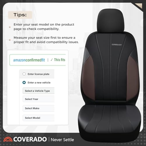 Image of Coverado Seat Covers, Red Car Seat Covers Full Set, Automotive Seat Covers 5 Seats, Waterproof Black Car Seat Protectors Universal Fit for SUVs Trucks Sedans