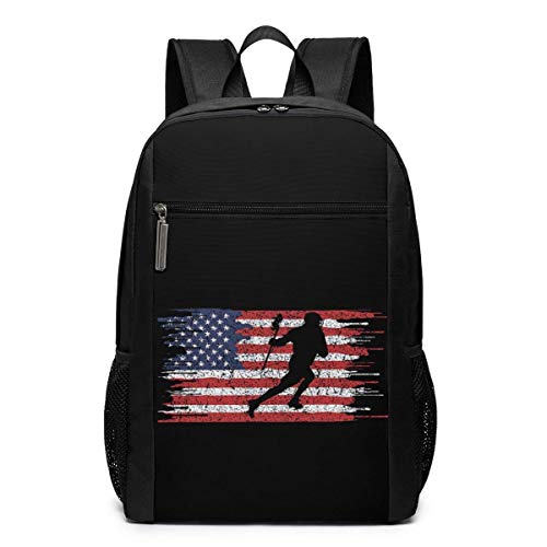 BAGGNICE Mochilas tipo casual de marcha Lac ro SSE Player American Flag School Backpack