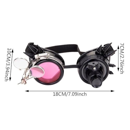 Lunettes de fête steampunk ornées de rivets avec verres ronds rétro - 4