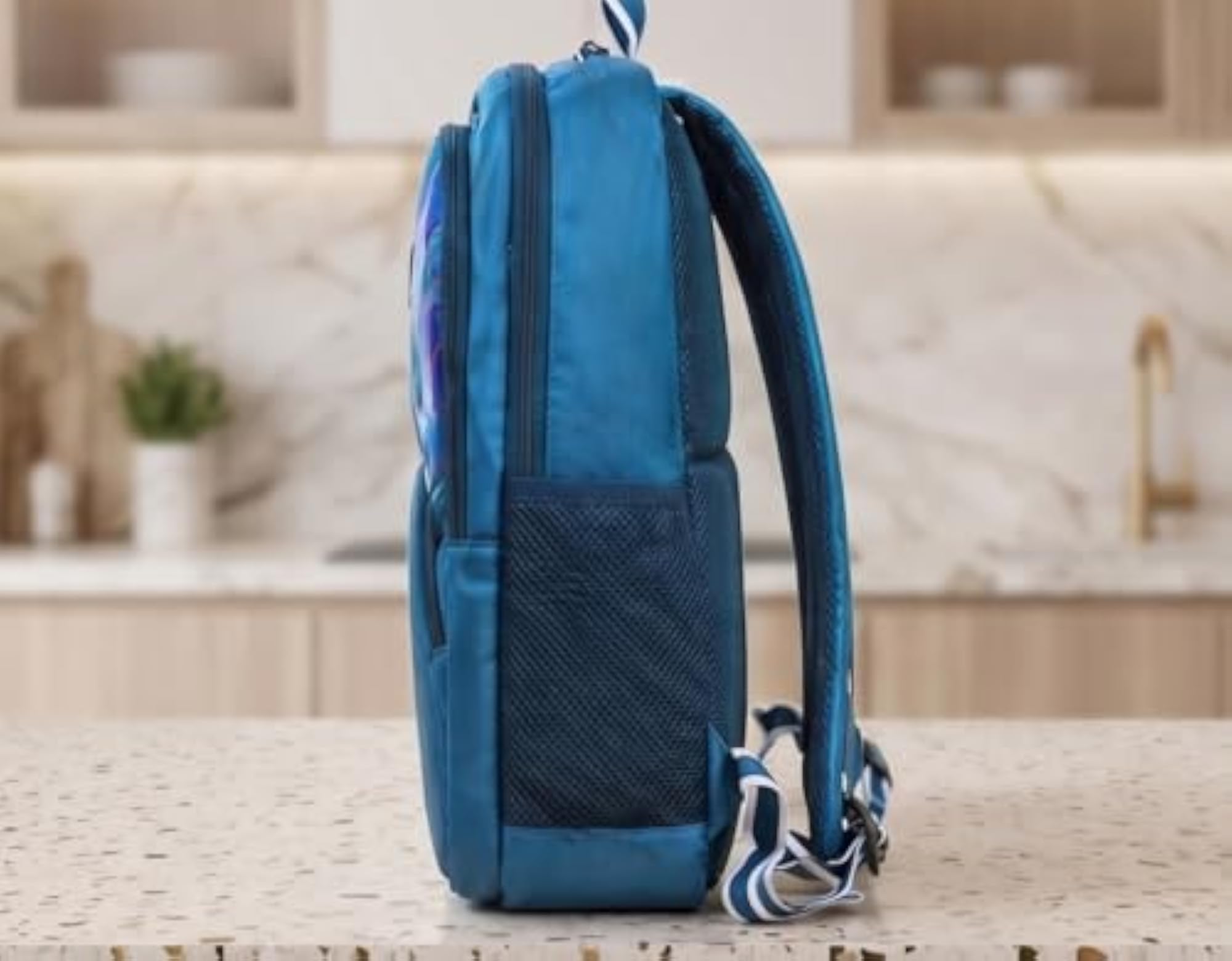 Floral Printed Teal Blue Girls School Backpack