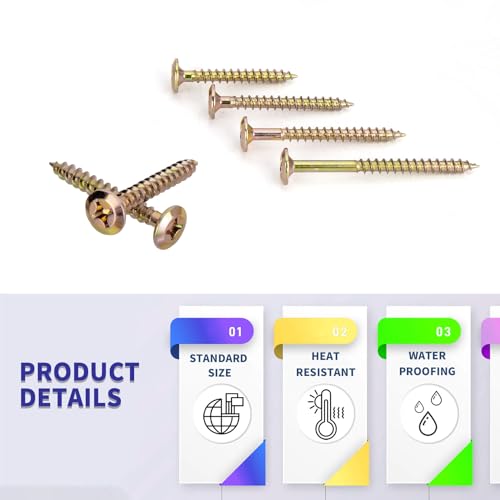 TOOINKCV 85pcs Coarse Thread Drywall Screws, Drive BugleHead Wood Screws Assortment Kit, #10 2-5/16" to 1-1/2" - Image 3