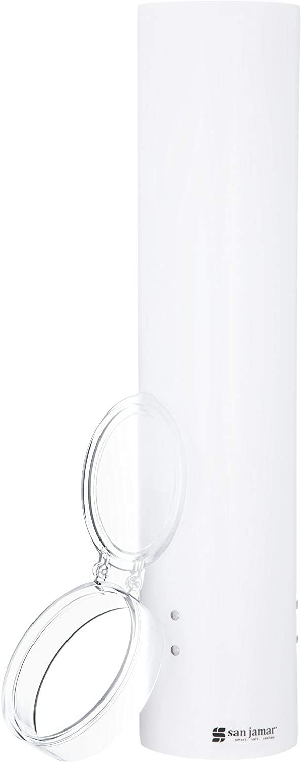 San Jamar C3165WH Medium Pull Type Water Cup Dispenser, Fits 4 to 10 oz Cone and Flat Bottom Cups, 16" Tube Length, White (Two Pack)