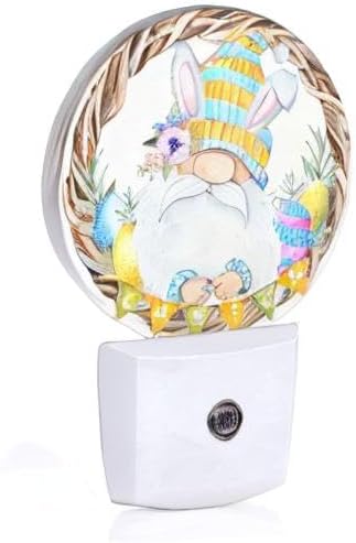 Miniatura 8 de EKOBLA Linda luz nocturna de gnomo, conejo, ramas de gnomo, ramas enmarcadas, luces nocturnas enchufables a la pared, lámpara redonda LED de