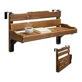 Zononoca Folding Balcony Railing Table, Solid Wood Balcony Hanging Table, Railing Plant Holder, Balcony Bar Table Furniture for Apartment, Patio, Deck