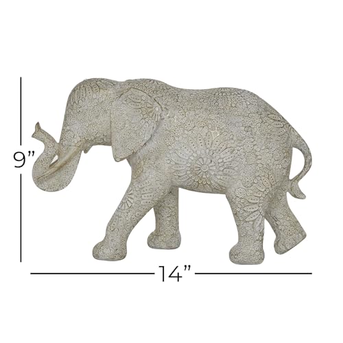 Escultura Decorativa de Elefante Polystone Blanca 14 x 5 x 9 in miniatura 6