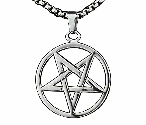 vogueteen Pagan Wicca Inverted Star Pentagram Pendant Men's 316L Stainless Steel Necklace