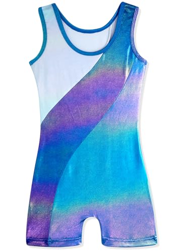 Image of HOZIY Leotards for Girls Gymnastics Kids Children Biketard Snowflake Ribbon Blue Purple Hot Pink Sparkle