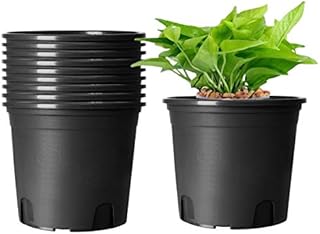 KAHEIGN 10Pcs Plastic Flower Pots, 16cm Thicken Plant Pots Plant Container Indoor Gardening Pot (Black)