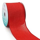 CT CRAFT LLC Burlap Fabric Wired Ribbon 2.5 Inch x 10 Yards Red for Christmas Home Wedding Decor Gift Wrapping Tree Topper Bow Wreath Bouquet DIY Crafts