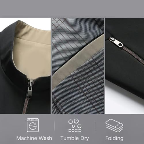 Aviationp Men's Standing Collar Zipper Casual Jacket, Aviation Jacket, Casual Spring Fall Windbreaker Coat with Pocket4