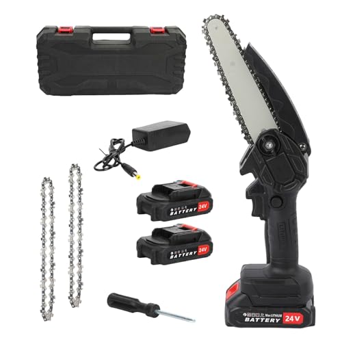 Mini scie à perche sans fil, alimentée par batterie avec 2 batteries de grande capacité, tronçonneuse électrique sans balais, petite tronçonneuse pour la coupe du bois et le jardin