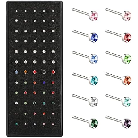 Yolev 60pcs Surgical Stainless Steel Nose Studs Cover