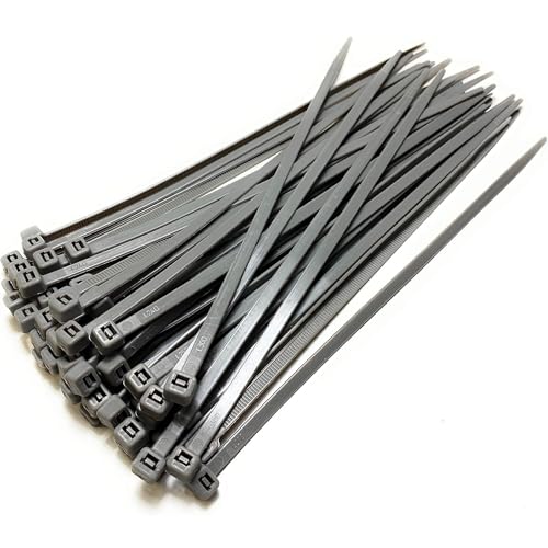 Nylon Plastic Cable Ties Long and Wide Extra Large Zip Ties wrap 50 pieces (Silver, 4.8mm x 300mm)
