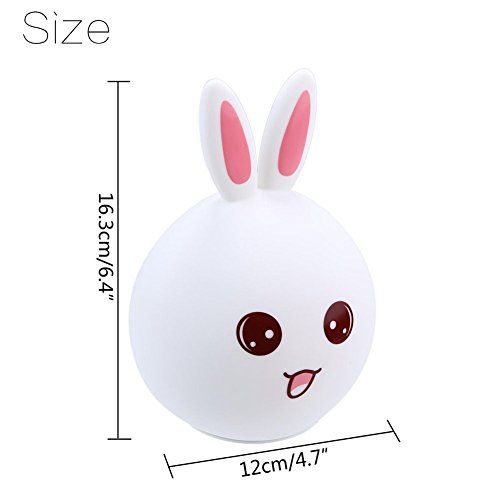Lampada da comodino con luce LED colorata a forma di coniglio in silicone USB, per bambini, luce notturna, per dormire_voghion.com
