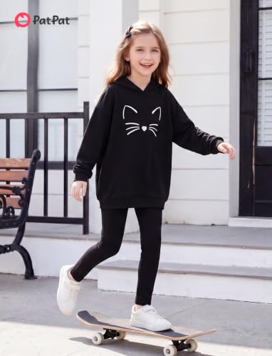 Image of PATPAT Girls 2 Piece Outfits Long Sleeve Hoodie and Leggings Clothing Set Outfits for Girls 4-12Y Fall /Winter Outfits