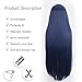 SutouriiByuutii 40IN Long Dark Blue Straight Wig Anime Fashion Women's Cosplay Role Play Wig with Bangs for Halloween Comics comic con with Wig Cap Heat Resistant (Dark Blue)