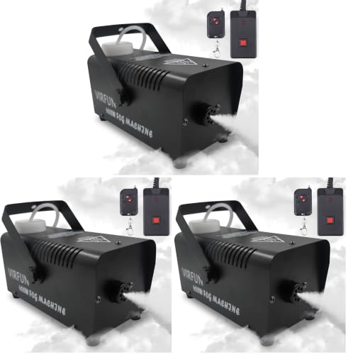 Image of VIRFUN Fog Machine, Smoke Machine with Wireless&Wired Remote Control for Halloween, Party, Outdoor, Indoor and Stage Effect, 400W (Pack of 3)