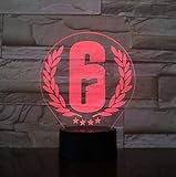 MYDZSW Rainbow Six Siege Game Led Night Light Table Lamp Room Decor USB Charging Touch Sensor Light Boy Kid Gift Night Lamp
