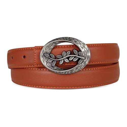 Image of Aurolran Women's Leather Belt with Buckle - Ideal for Dresses, Jeans, and Coats