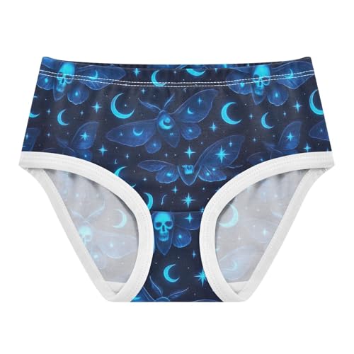 Aesthetic Gothic Moths Skull Blue Panties for Girl Girls Underwear Toddlers Cotton Animal Briefs Undies Kids 2t
