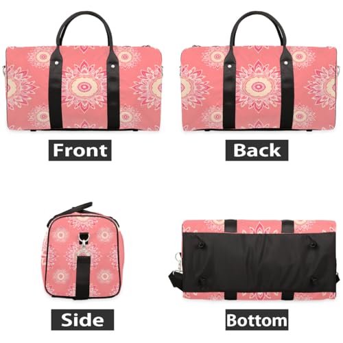 Travel Duffel Bag, Ethnic Boho Mandala Sports Tote Gym Bag Foldable Western Aztec Weekender Bag Carry on Luggage Handle Bag Overnight Shoulder Bag for Women Men,A-19122