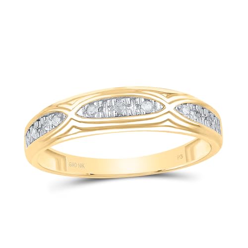 Jewels By Lux 10k Yellow White Gold His & Hers 1/3 Cttw Natural Diamond Round Bridal Wedding Ring Band Set, Women Size: 5-9, Men Size: 8-123