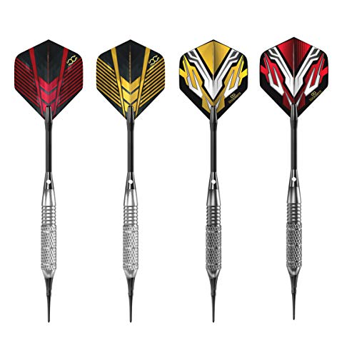 CC-Exquisite Professional - Plastic TIP Darts Set -12 X 18g Steel Barrels Soft TIP Darts for Electronic Dartboard- 100 Extra Tips, 12 Aluminum SHAFTS 35/48mm, 20 Flights, Extra O\' Rings + CASE