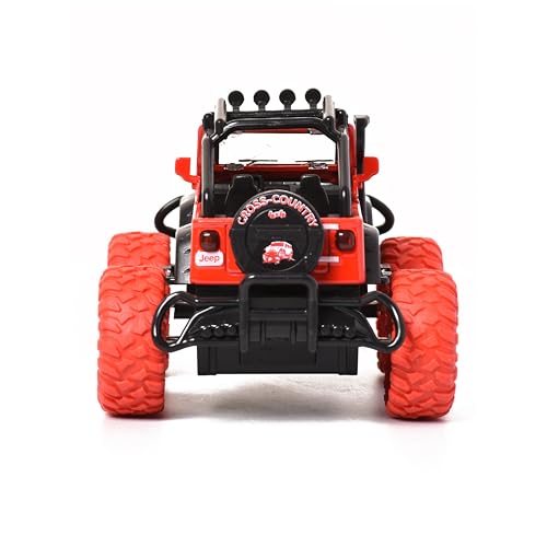 Image of Braintastic Pullback Friction Thaar Jeep Model Diecast Metal Car with Openable Doors, Light & Music, 1:32 Scale Toy car for Kids (Thar Red Color)
