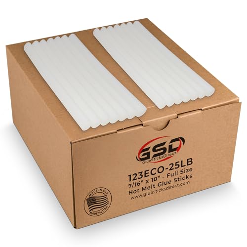 Economy® Full Size Hot Melt Glue Sticks for Glue Gun - Bulk 10in Clear - Great for Art, Craft & Repairs - 7/16" X 10" (Approx 450 Sticks, 25lbs Pack) - Made in USA