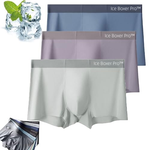 Ice Boxer Pro, Nuvellor Men Ultra Comfortable Premium Silk Underwear, Seamless Breathable