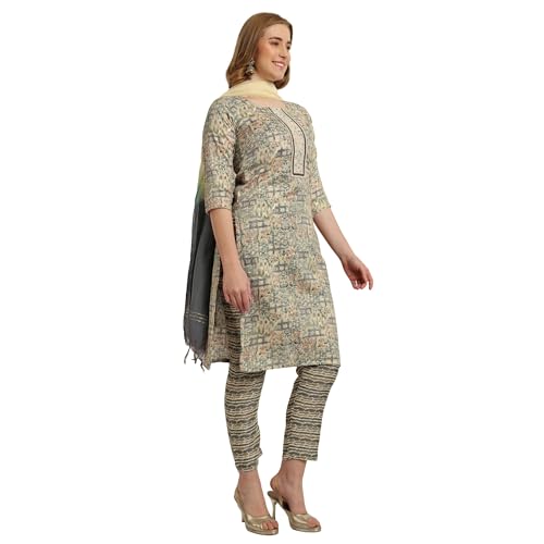 Image of Women's Rayon Straight Printed Kurta with Pant & Dupatta