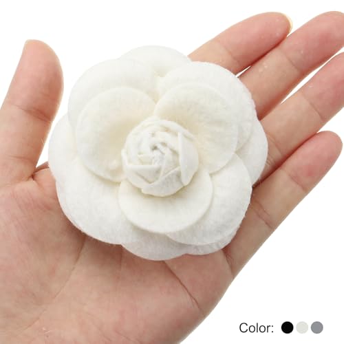 Image of PATIKIL Camellia Fabric Pin, Flower Brooch Artificial Flowers Brooches for Women Girls Cloth Wedding Party Decor Accessories Jewelry Gift