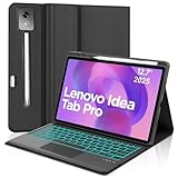 Funda Teclado con Trackpad para Lenovo Idea Tab Pro 12.7 Pulgadas, Español Ñ Teclado Bluetooth Desmontable con Retroiluminación de 7 Colores y Trackpad para Lenovo Idea Tab Pro 2025 12.7', Negro