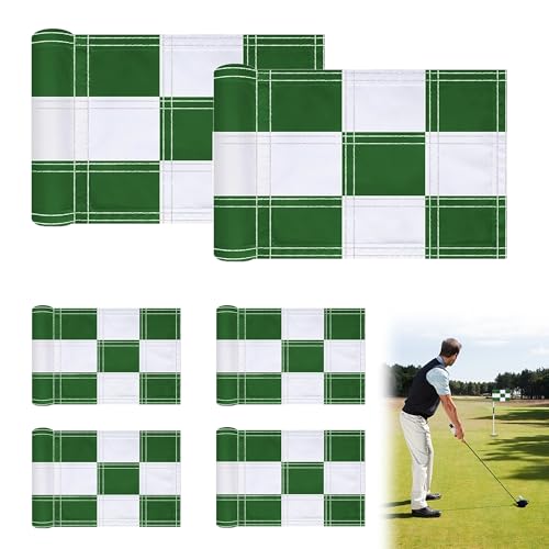 6 Pcs Checkered Golf Flags 8x6 Inch 420D Nylon Portable Green and White