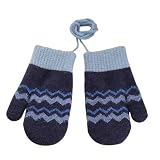 1-4 Jahre Kinder Winter Hängende Halshandschuhe Fäustlinge Baby Jungen Mädchen Fleece Warme Fausthandschuhe mit Band Kleinkind Verdicken Welle Strickhandschuhe mit Schnur für Spielen Laufen Skifahren