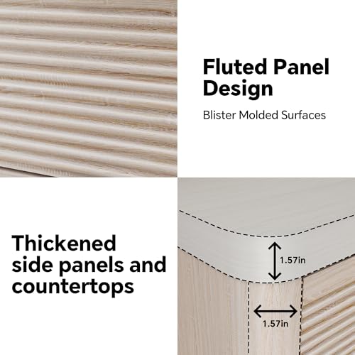 Image of FUSUNBAO Fluted 6 Drawer Dresser, Modern Wood Dresser for Bedroom,TV Stand,Thickened Curved Profile Design,Bedroom,Entryway,Wood Drawer Organizer(Natural Oak)