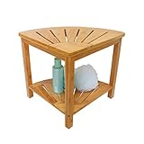 Zhuoyue Corner Shower Bench & Shower Stool with Storage Shelf, Corner Seat for Shower, Use as Small Corner Table