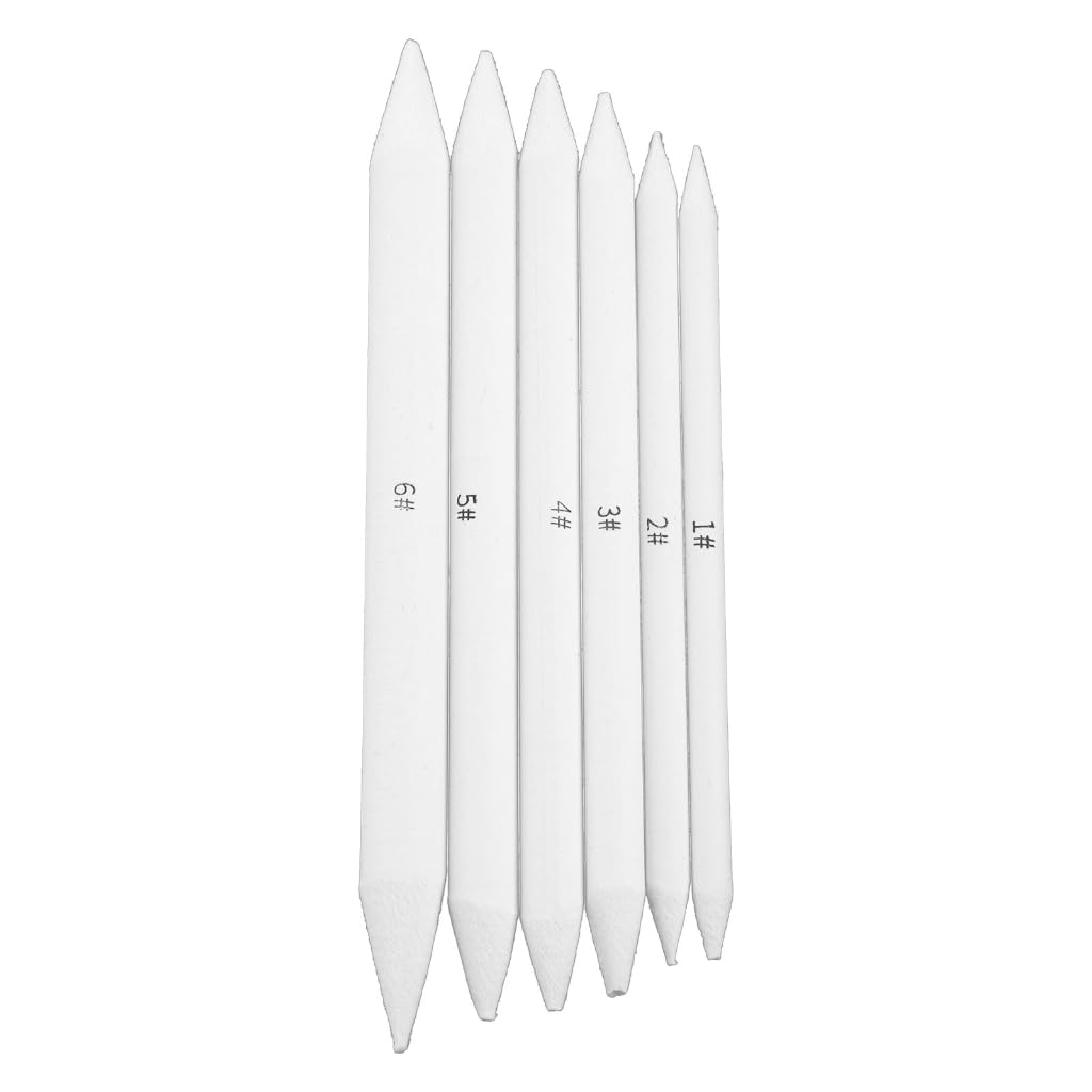 Lot de 6 estompes de tortillon en papier compressé pour dessin