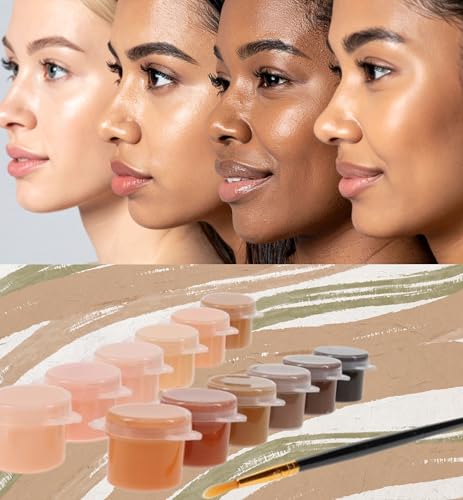 genXon Acrylic Paint Pots with Painting Brush, Skin Tone Shades, Artist 12 Handy Portrait Painting pots 5ml, Arts & Crafts, Pack of 12 - Image 2