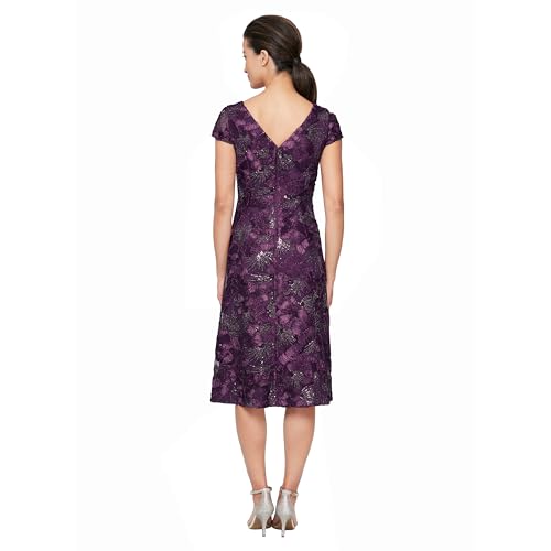 Image of Alex Evenings Women's Short Embroidered Cocktail Dress, Wedding Guest (Petite and Regular Sizes)