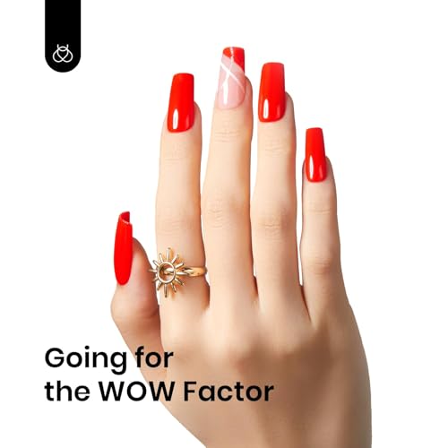 Beetles Red Gel Nail Polish - 15ml Orange Red Gel Nail Polish Soak Off LED UV Manicure Art Design Salon at Home DIY Gift for Women