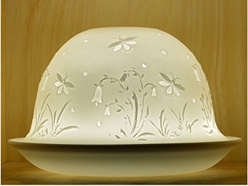 Nordic Lights Teelichthalter mit Schablonenblume, weißer Porzellan,...