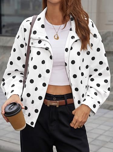 Image of Tankaneo Womens Polka Dot Zip Up Cropped Jackets