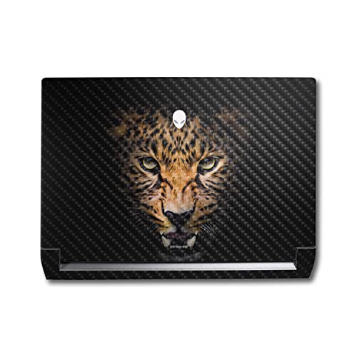 Image of MightySkins Carbon Fiber Skin Compatible with Alienware M17 R5 (2022) Full Wrap Kit - Leopard Face | Protective, Durable Textured Carbon Fiber Finish | Easy to Apply & Change Styles | Made in The USA